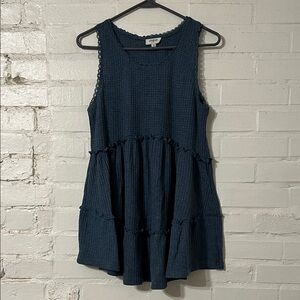 Umgee Dark Blue Textured Sleeveless Dress
